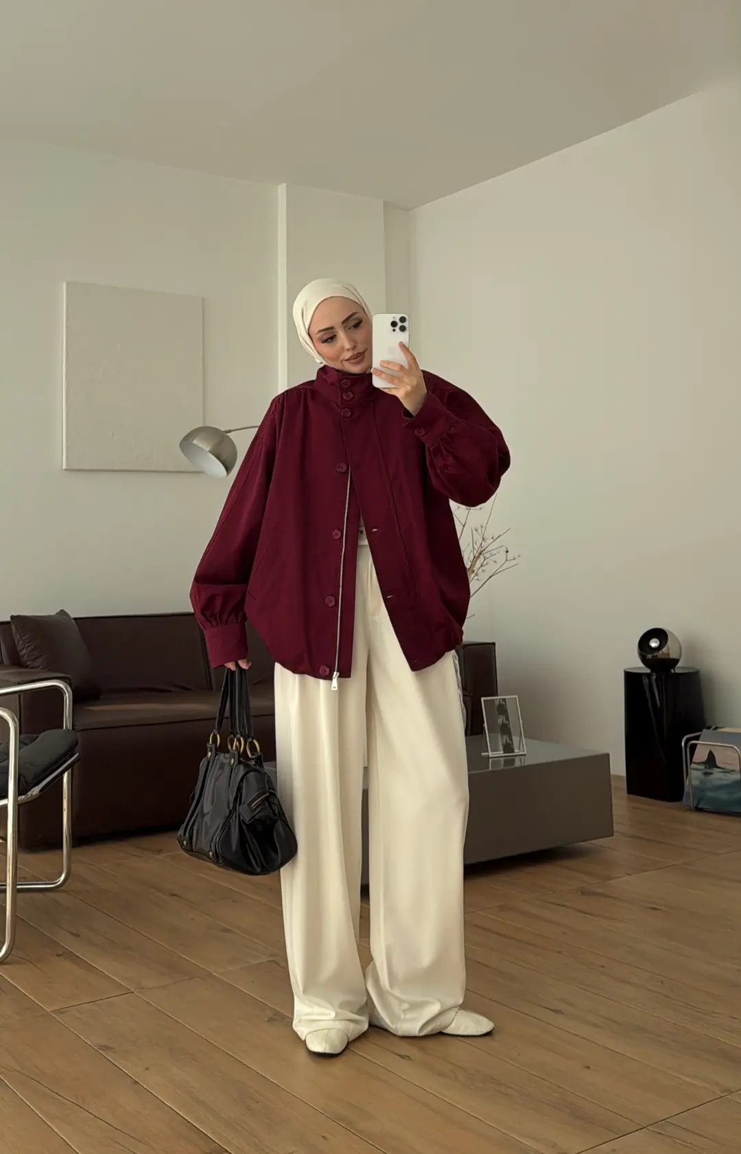 Gabardin Bomber Ceket Bordo