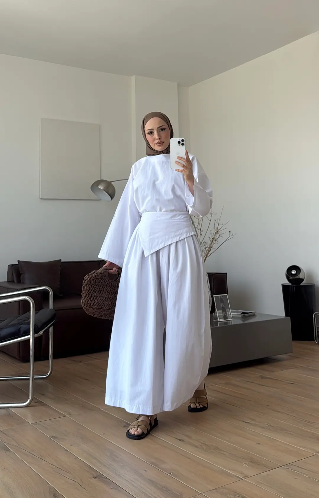 Lale Keten Takım Beyaz