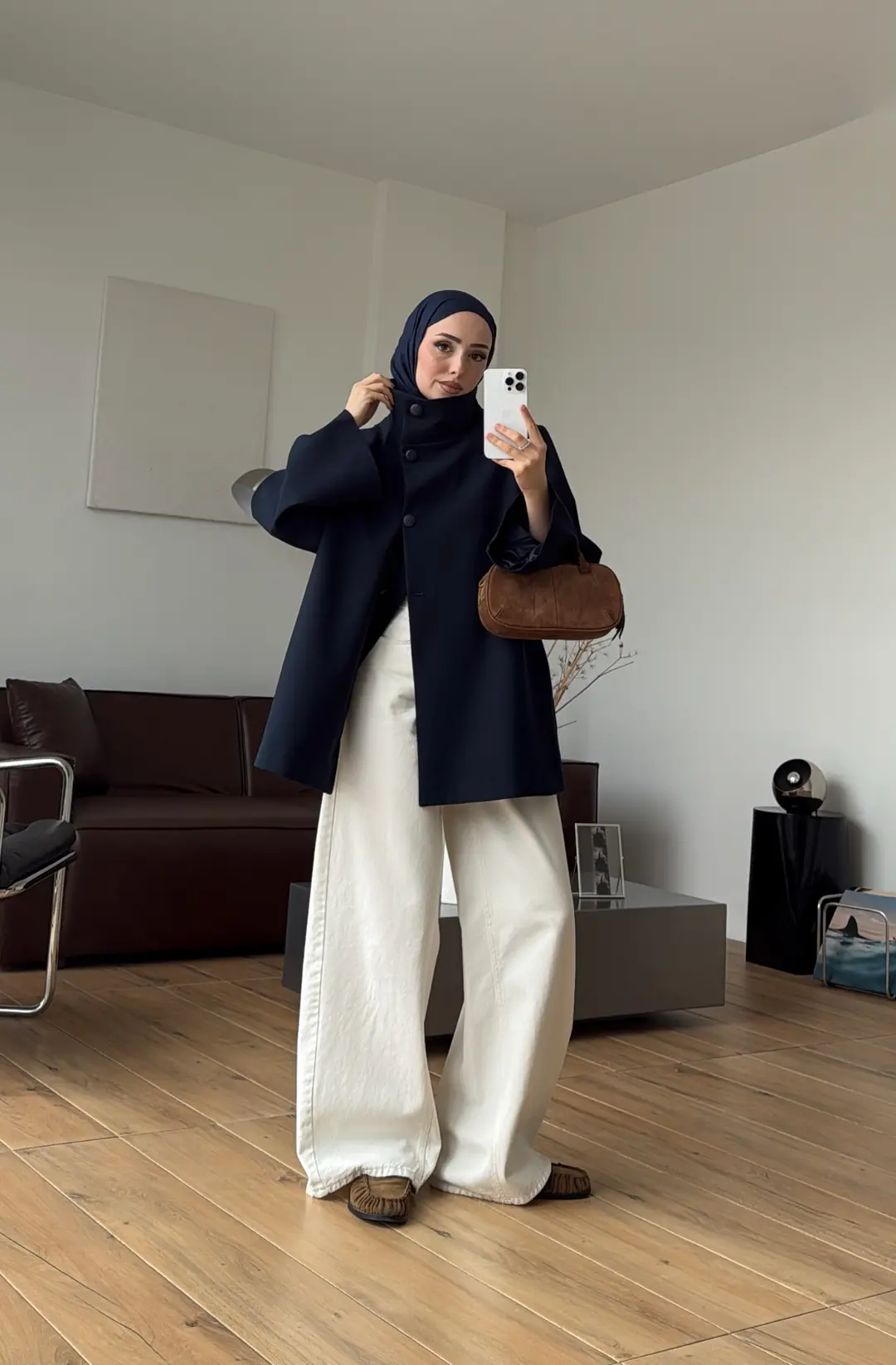 Geniş Kol Kuşaklı Ceket Lacivert