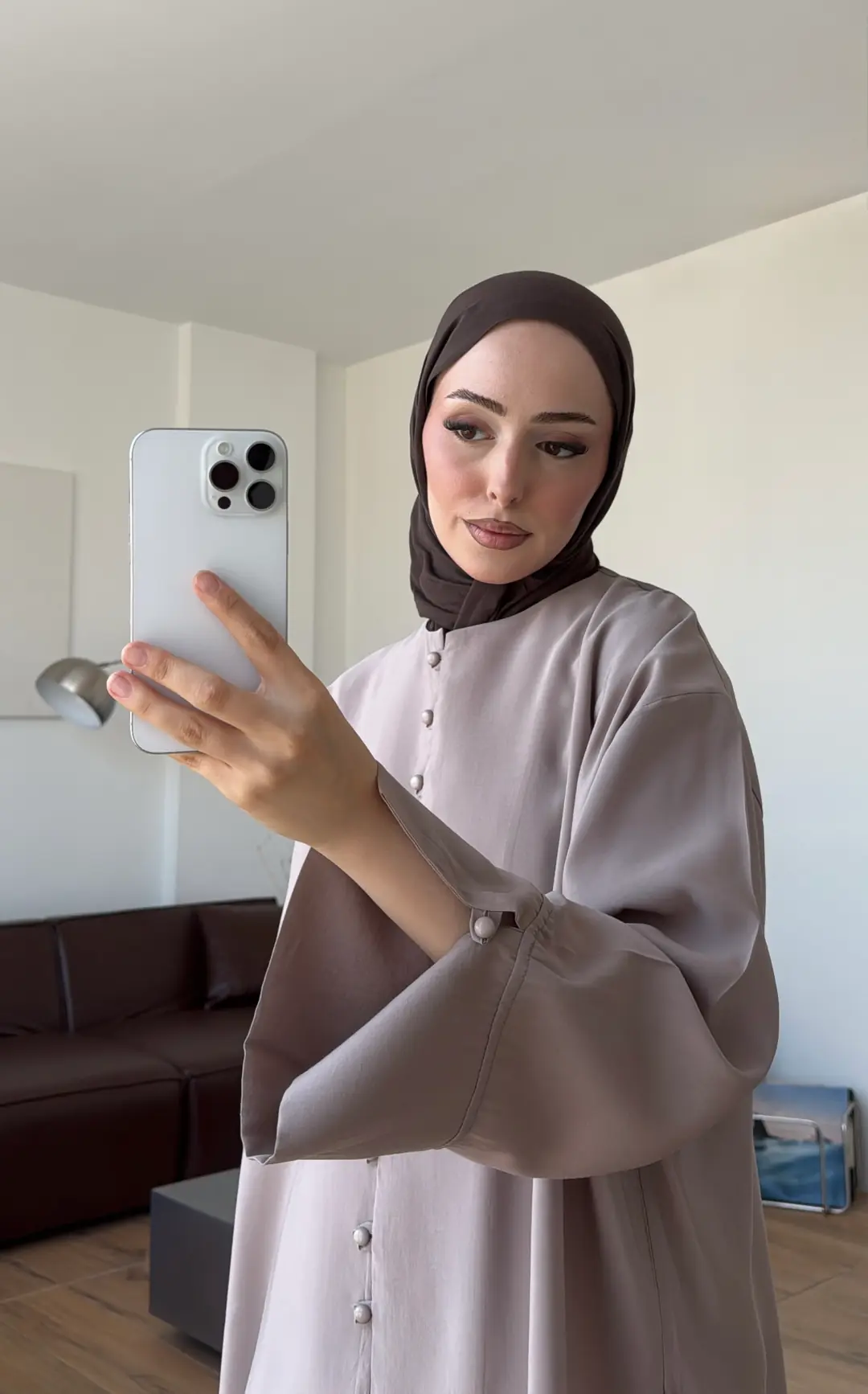 Top Düğmeli Modal Bluz Vizon