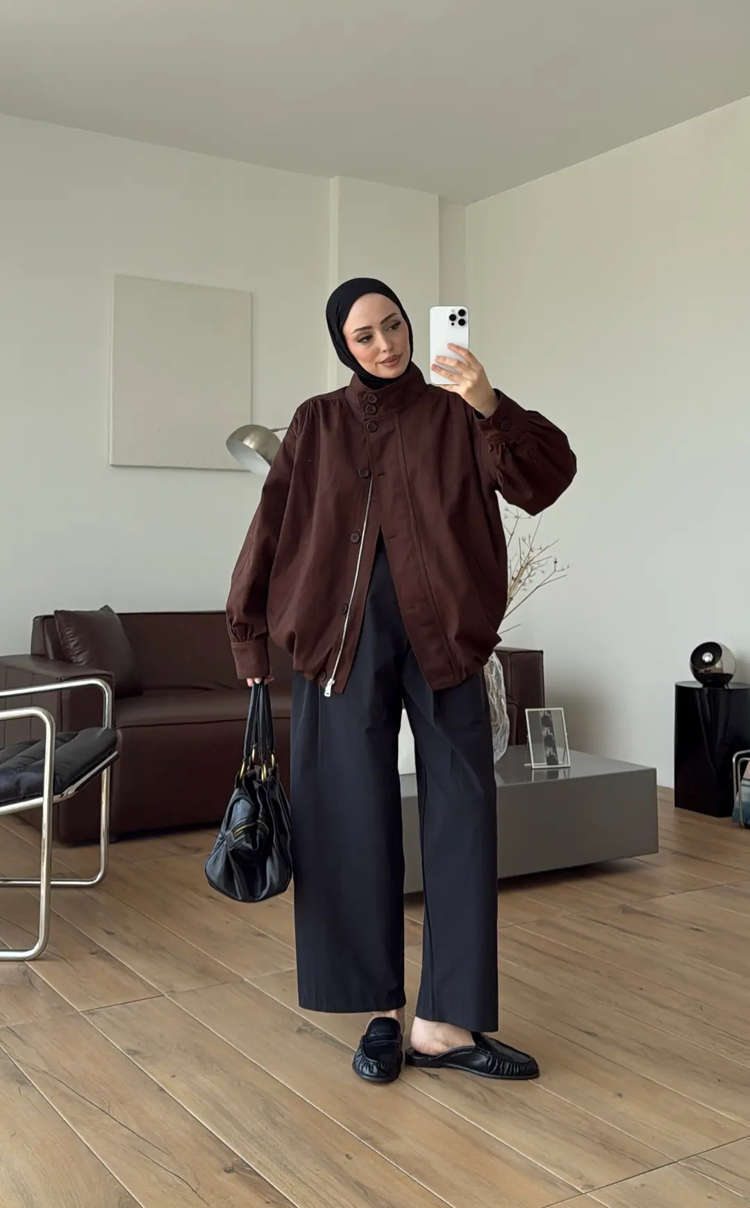 Gabardin Bomber Ceket Kahve