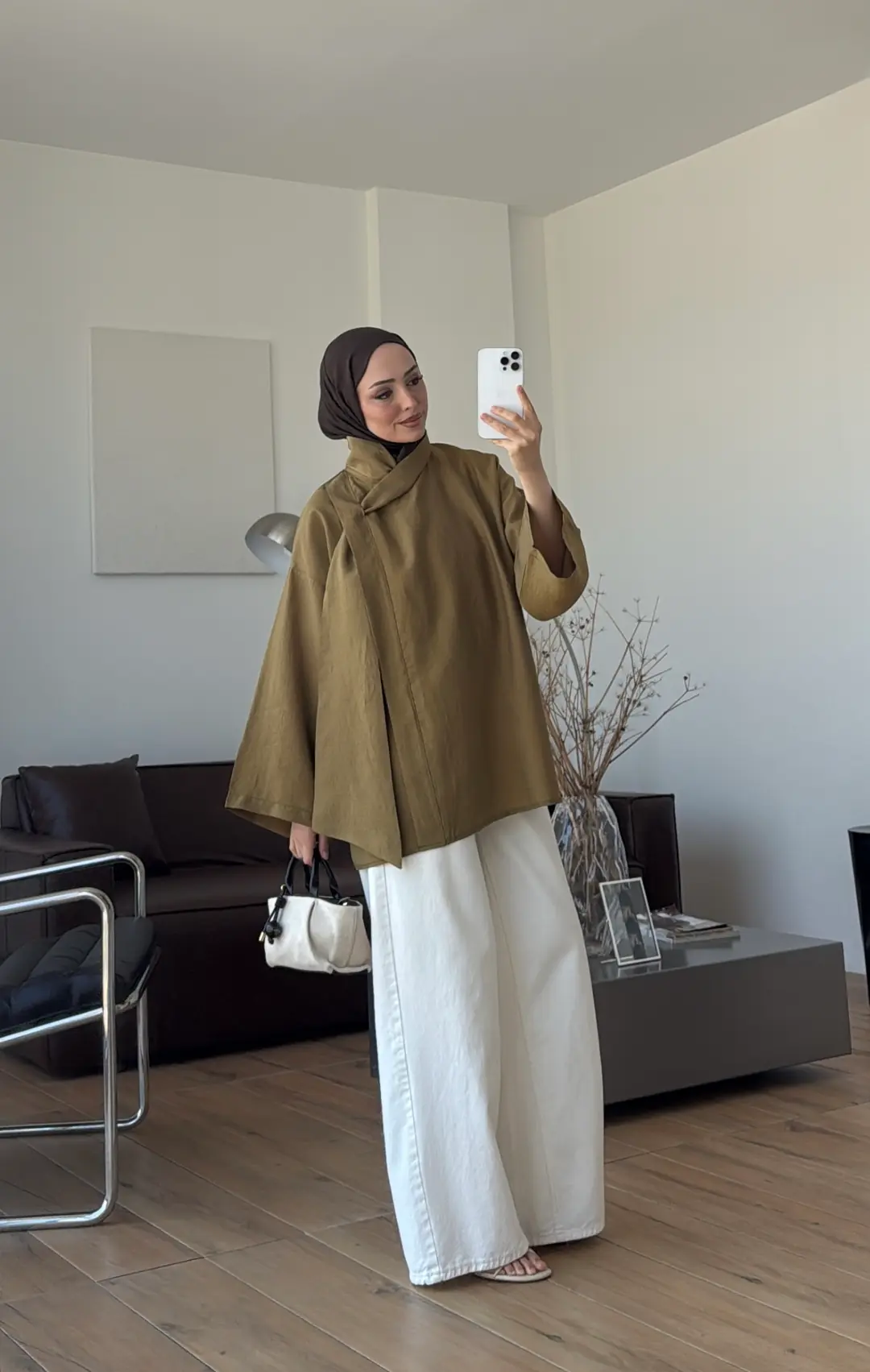 Fular Detay Bluz Olive