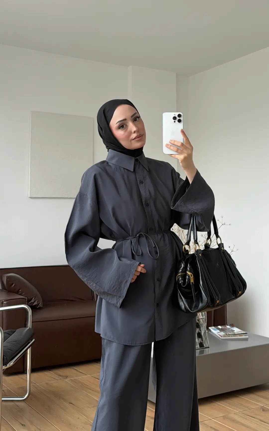 Tencel Bağlamalı Takım Gri