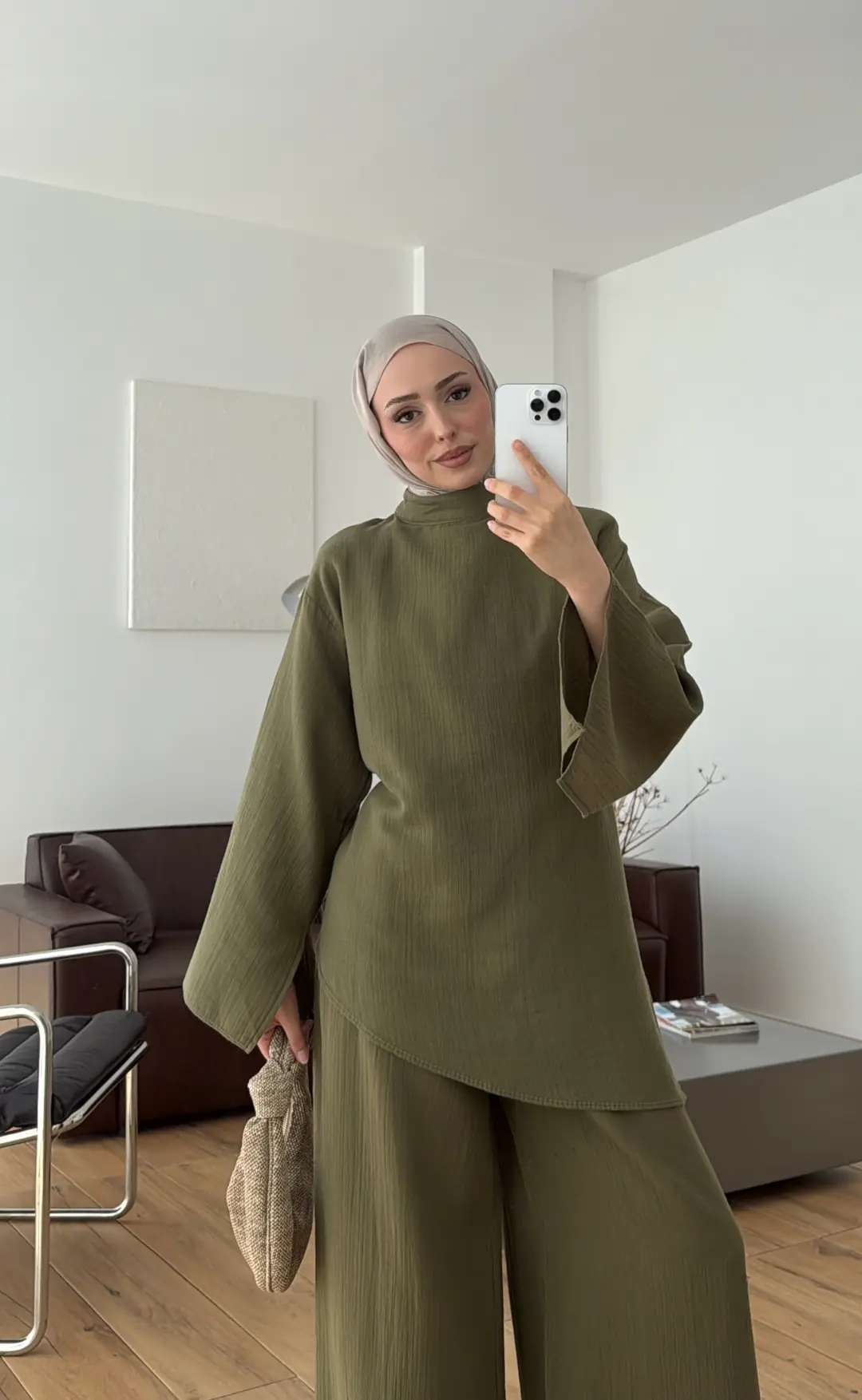 Müslin Asimetri Takım Haki