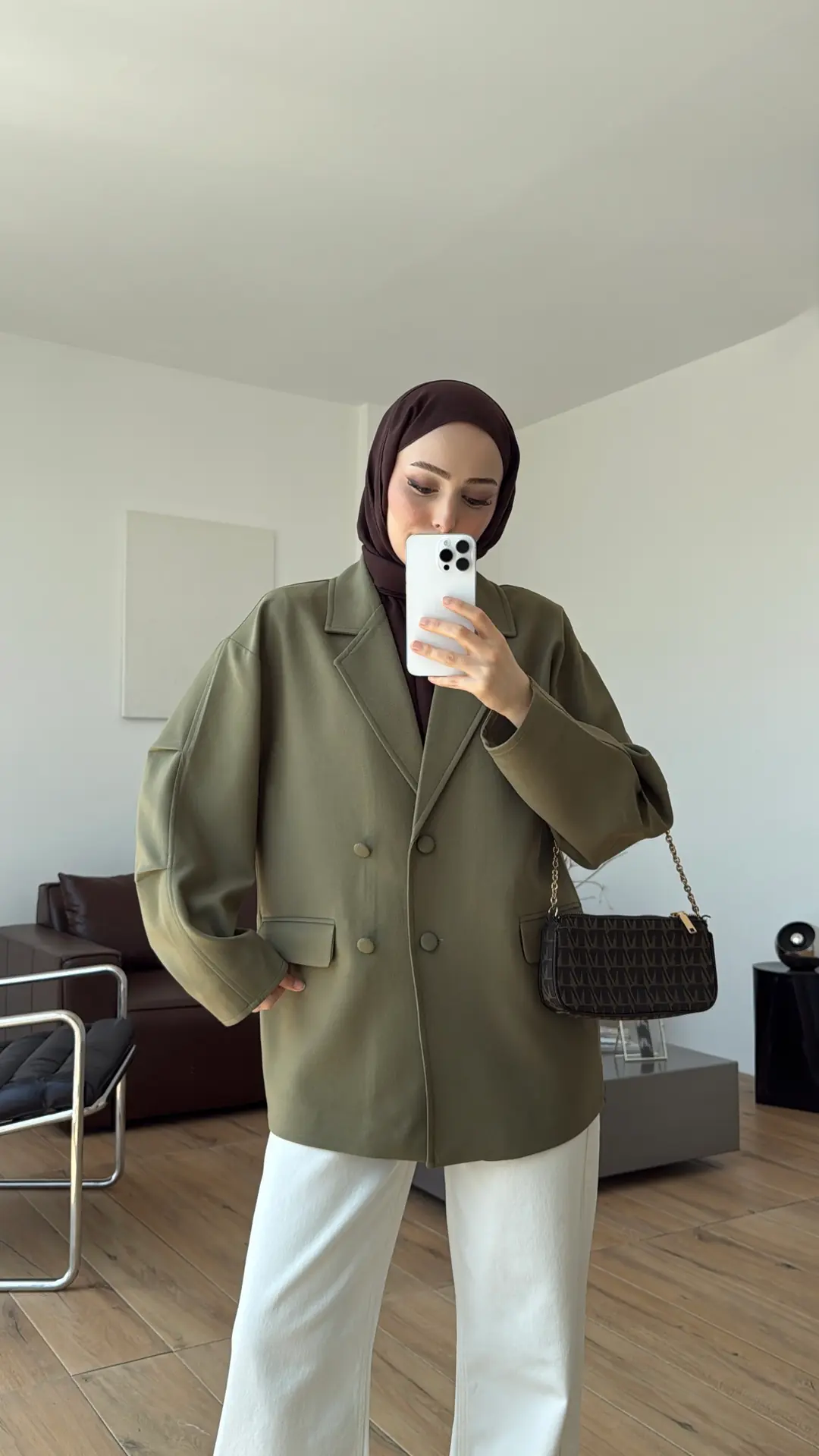 Kolu Büzgülü Ceket Haki