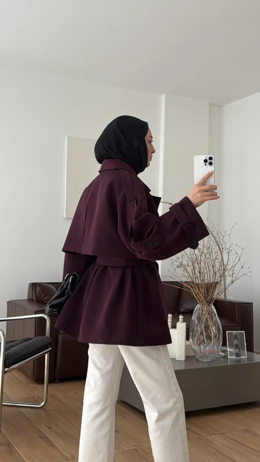 Kısa Trençkot Mürdüm
