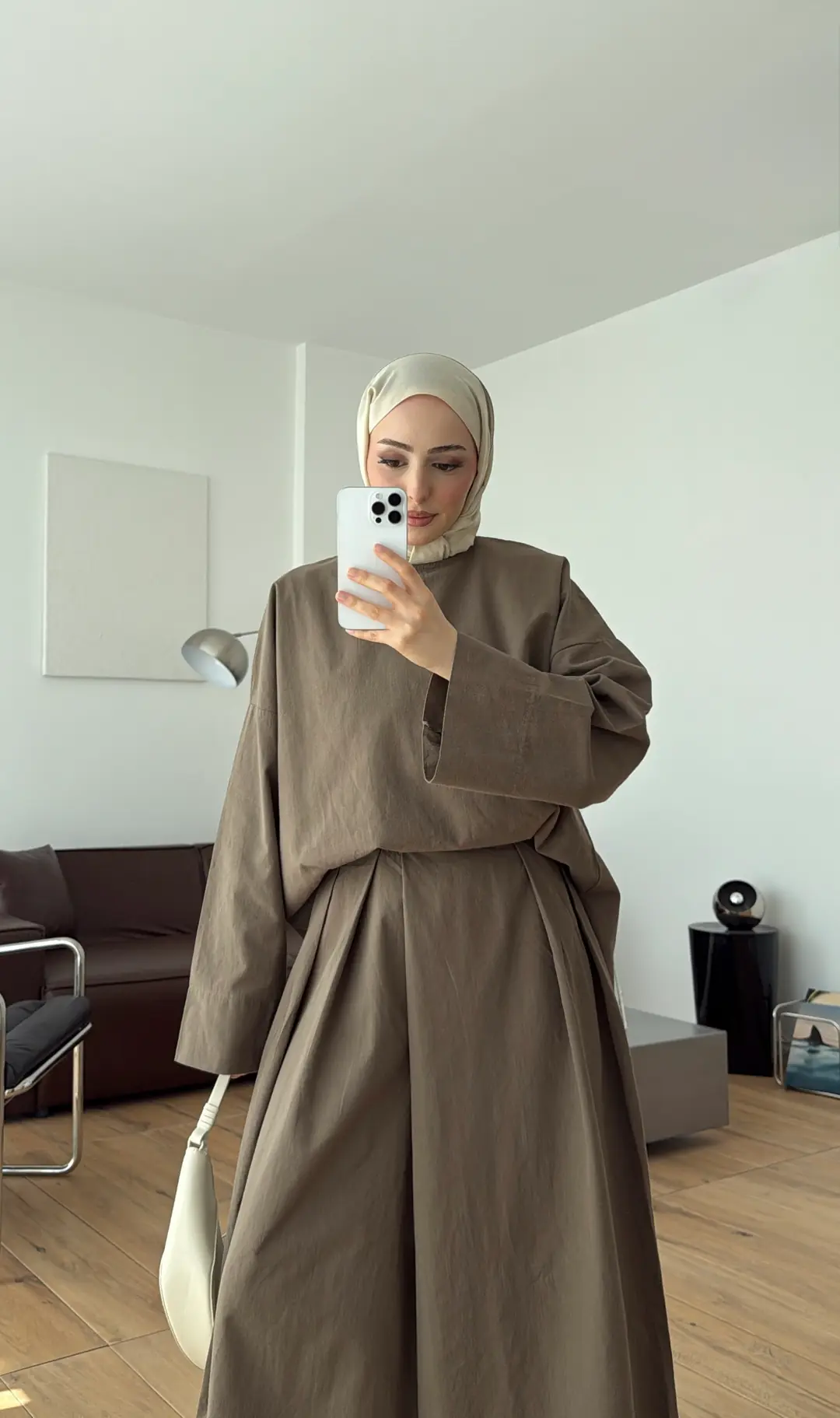 Oversize Keten Bluzlu Takım Haki