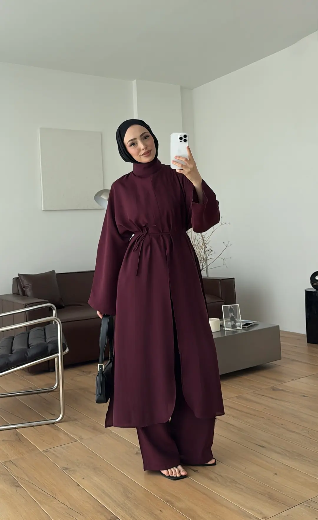Sofia Yırtmaç Detay Takım Bordo