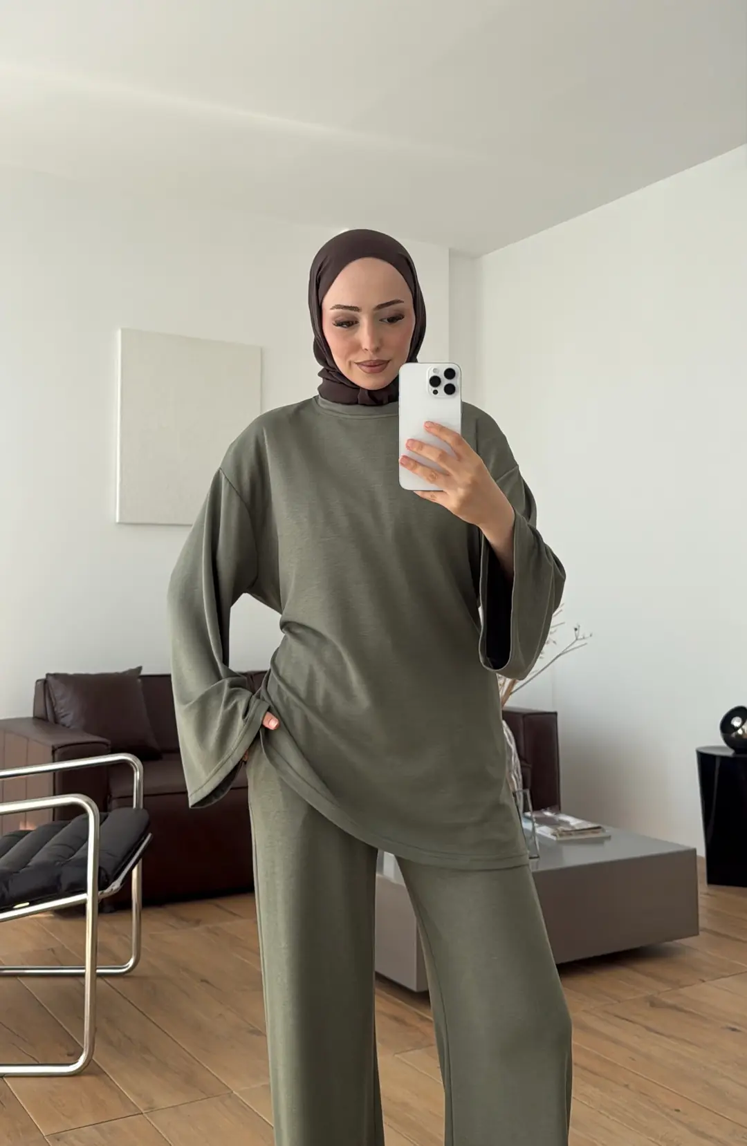 Biye Bağcıklı Tunikli Takım Haki