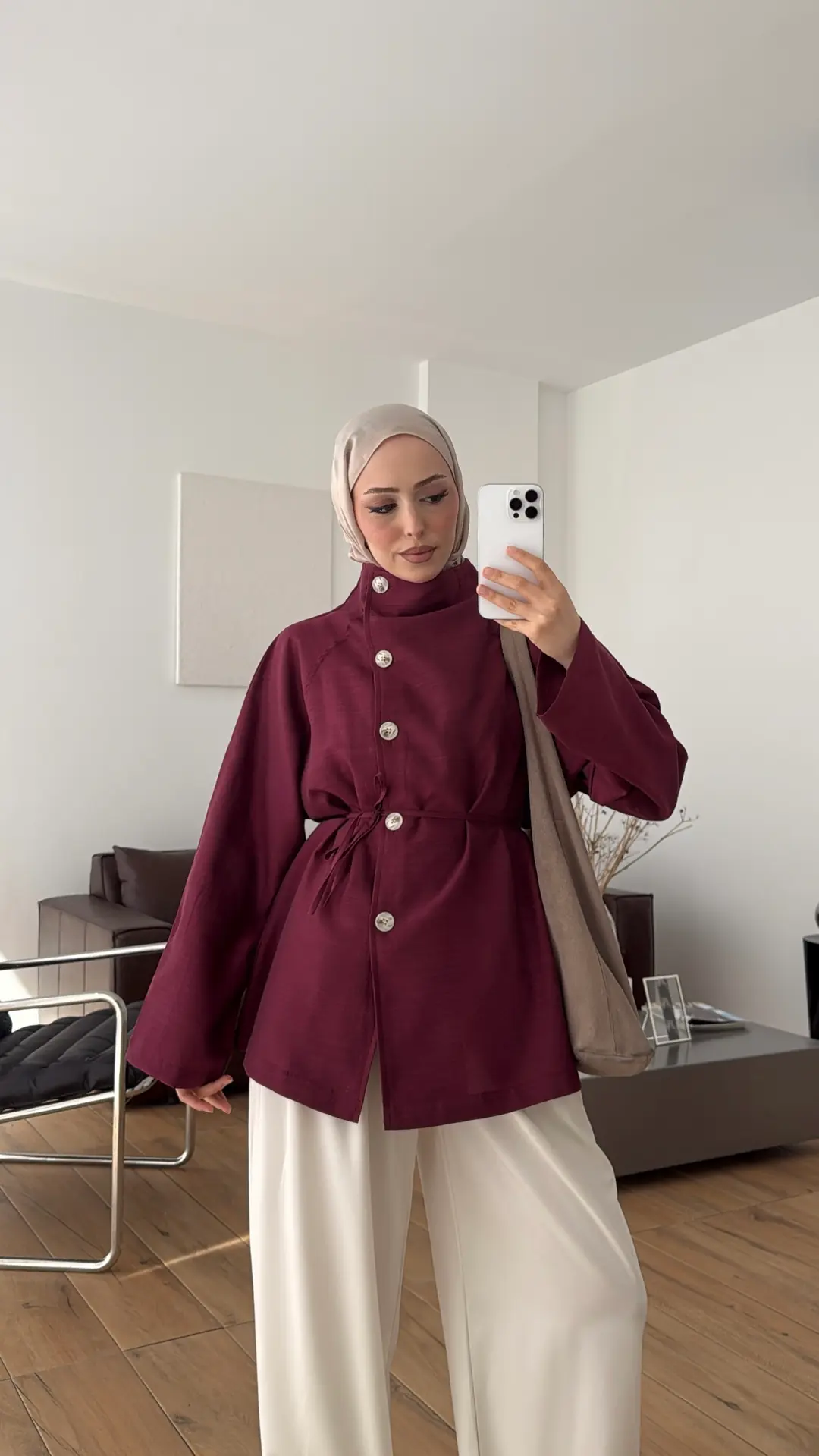Dik Yaka Yazlık Ceket Bordo