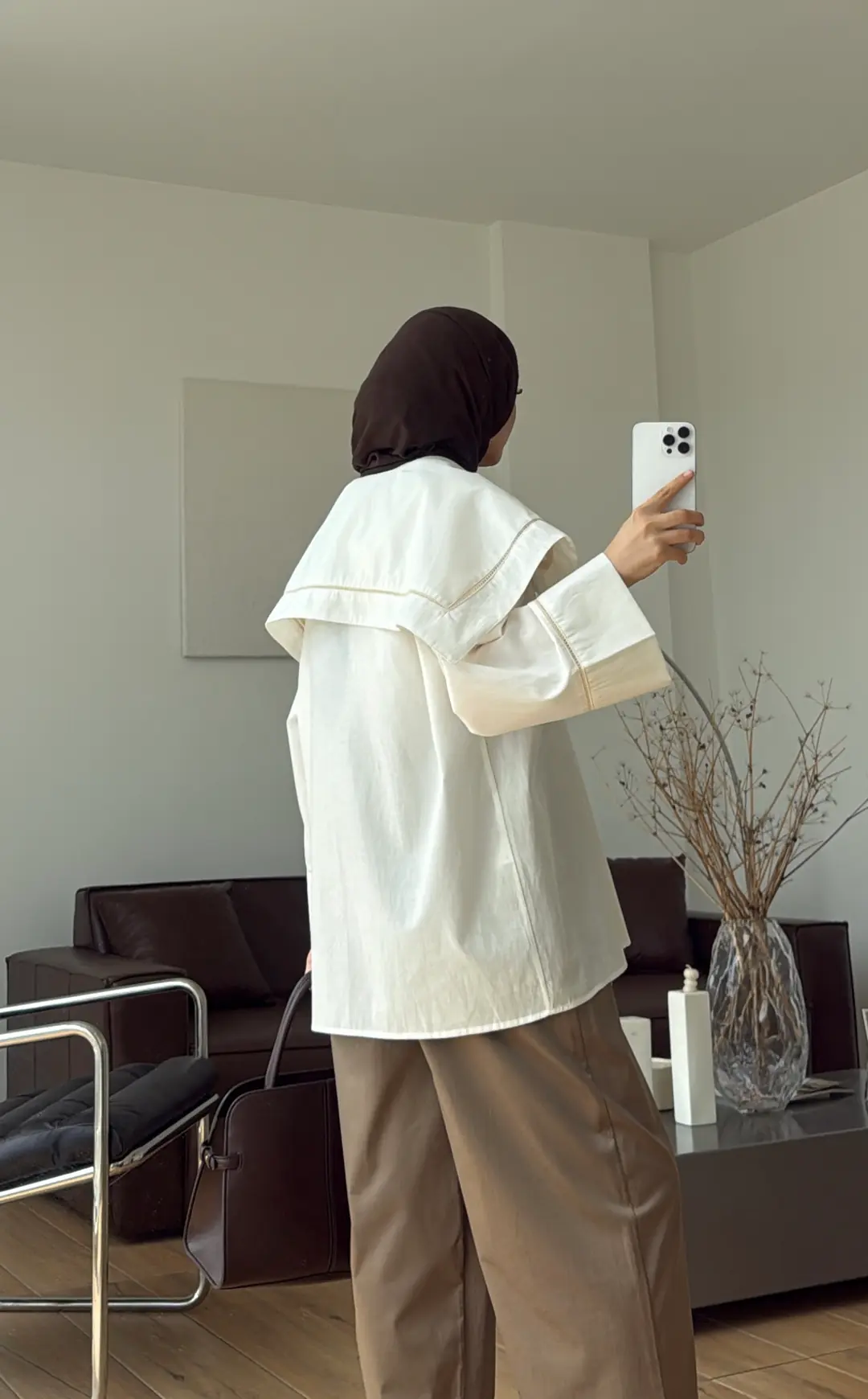 Biye Bağcıklı Dantelli Tunik Beyaz