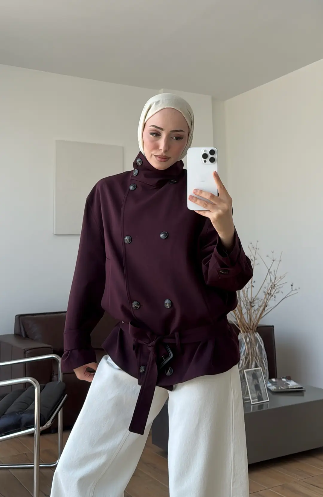 Kemerli Ells Trenç Bordo