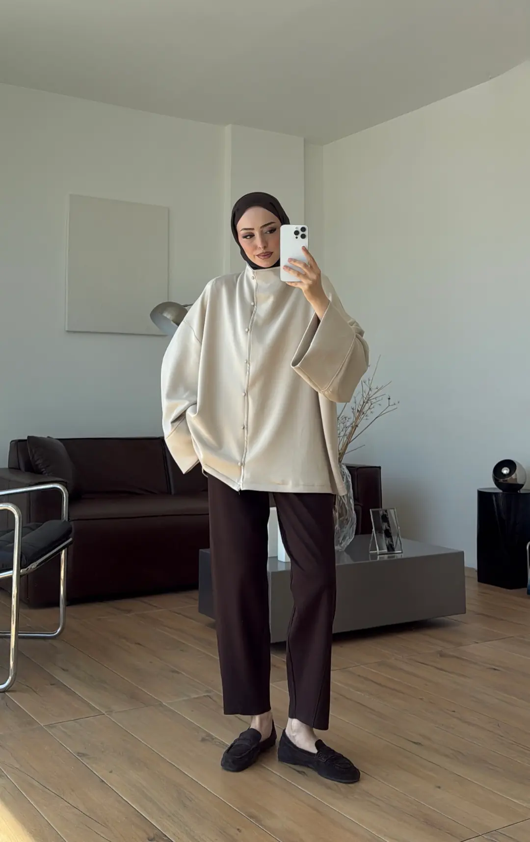 Tok Kumaş Oversize Mevsimlik Ceket Bej