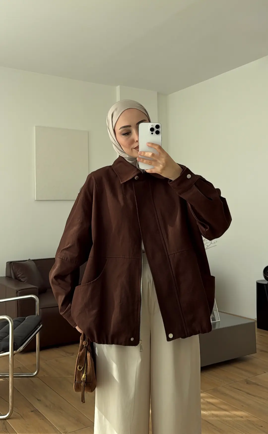 Torba Cep Gabardin Ceket Kahve