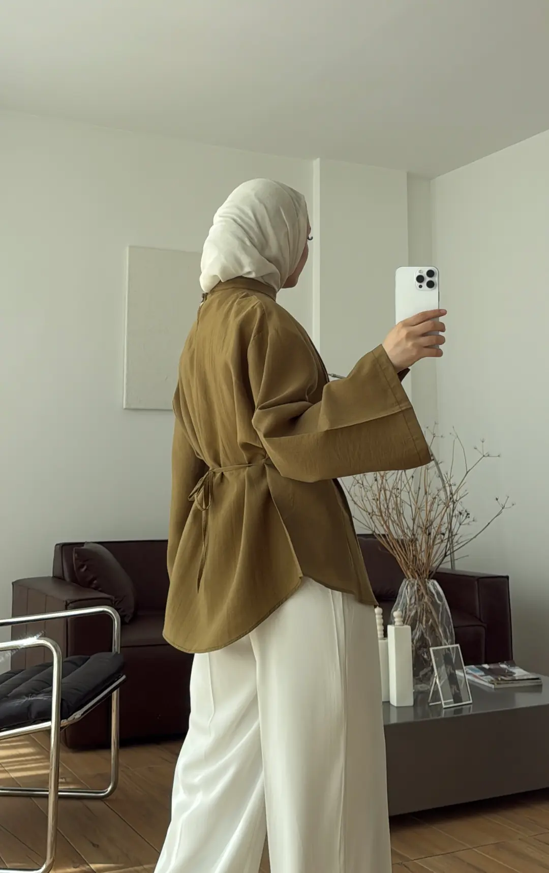 Pileli Modal Bluz Olive