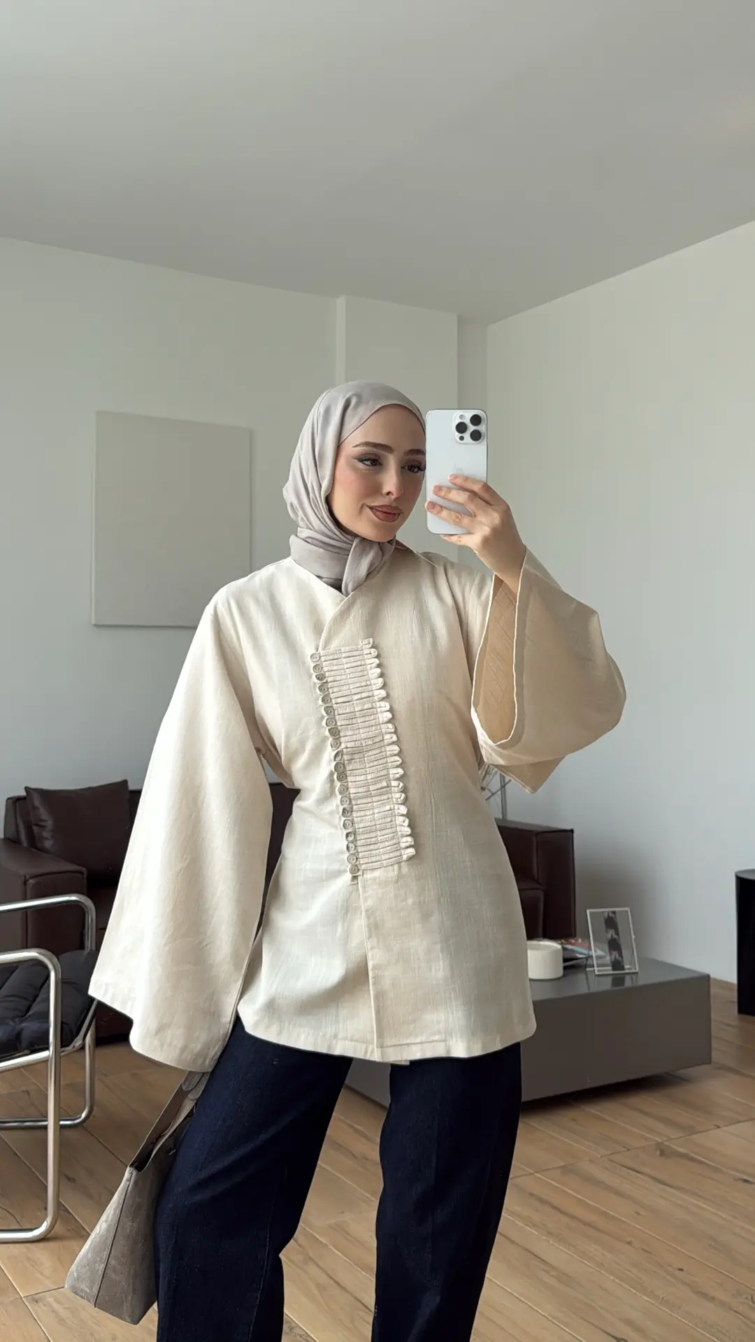 Vera Tasarım Keten Bluz Natural