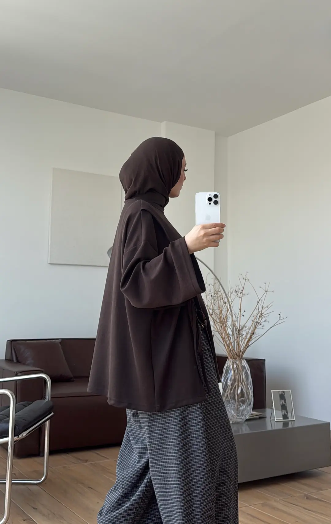 Yan Biye Bağlamalı Tunik Kahve