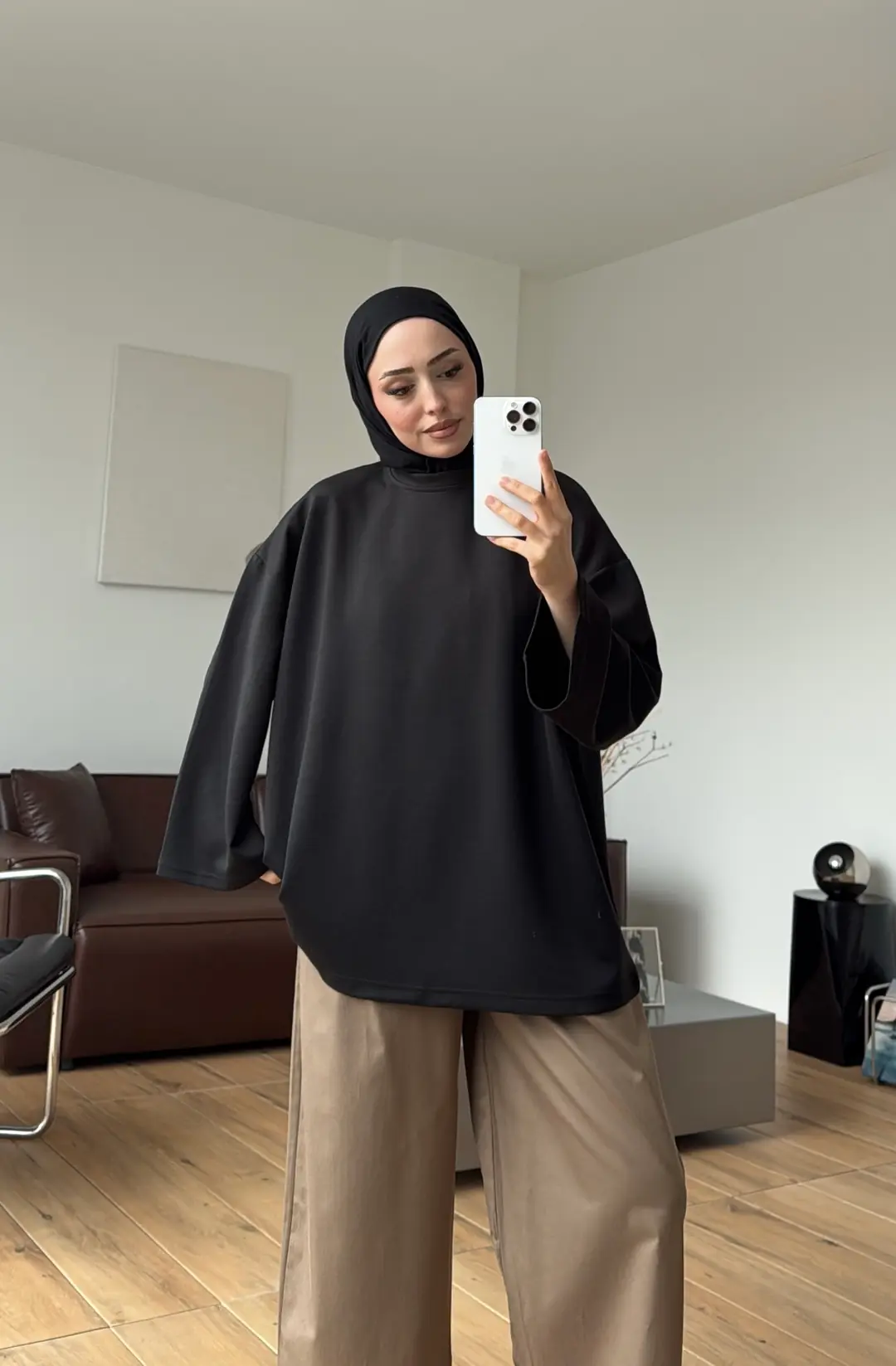 Seyyar Bağlamalı Oysho Kumaş Tunik Siyah