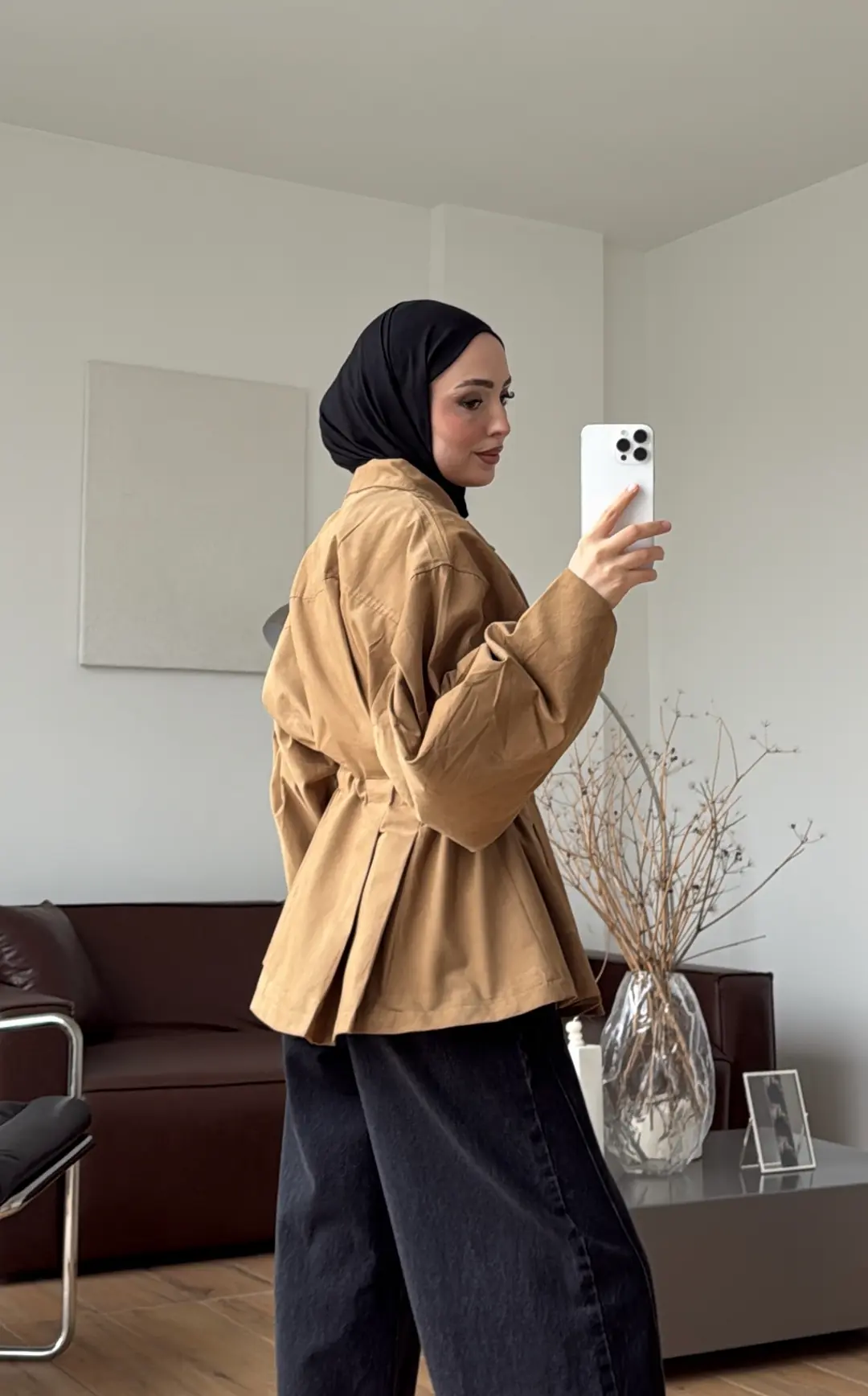 Pile Detay Oversize Tasarım Trenç Camel