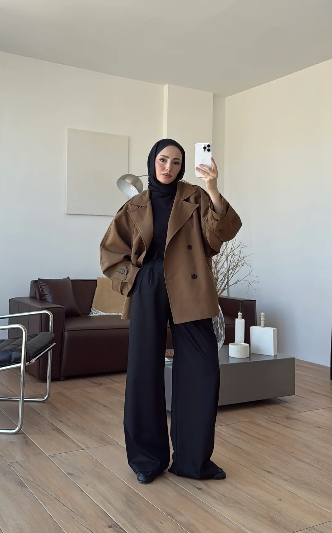 Geniş Kol Oversize Trençkot Yağ Yeşili