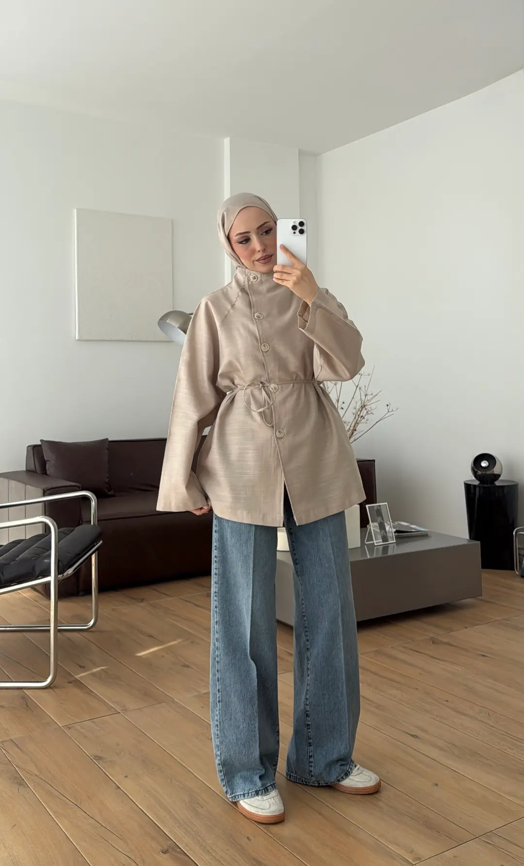 Dik Yaka Yazlık Ceket Acık Vizon