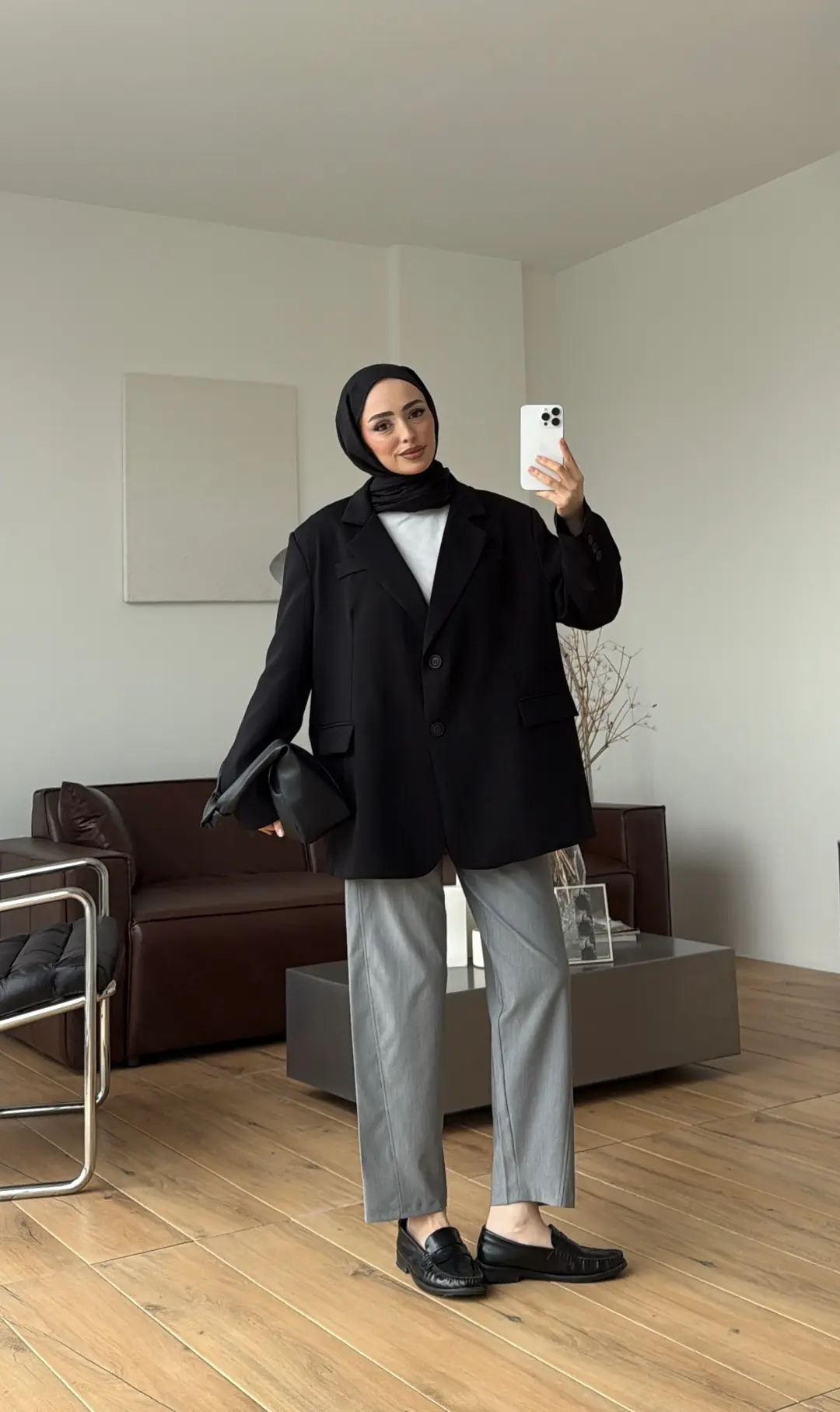 Oversize Çift Düğmeli Ceket Siyah