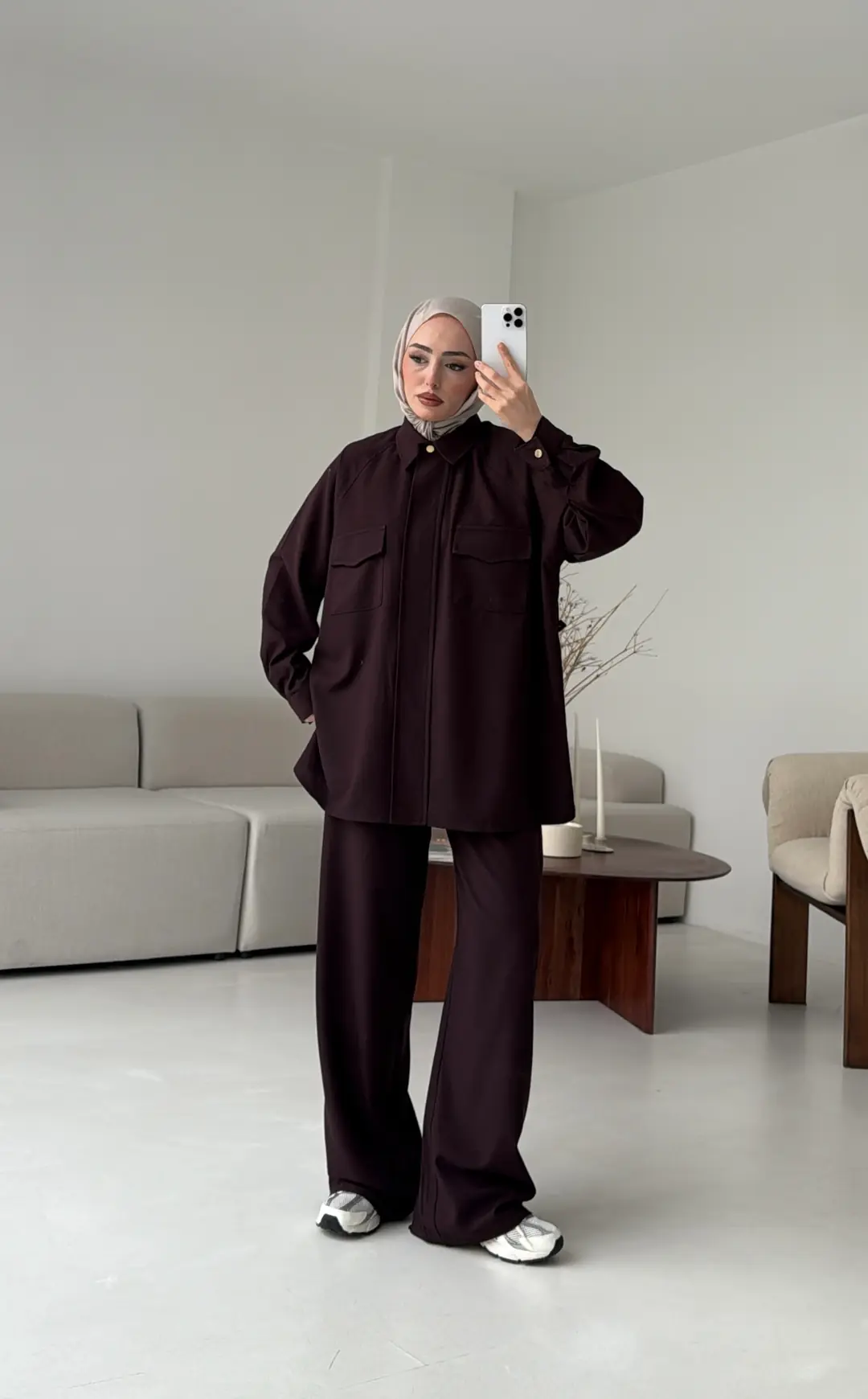 Bağcıklı Bluz Pantolon Takım Mürdüm