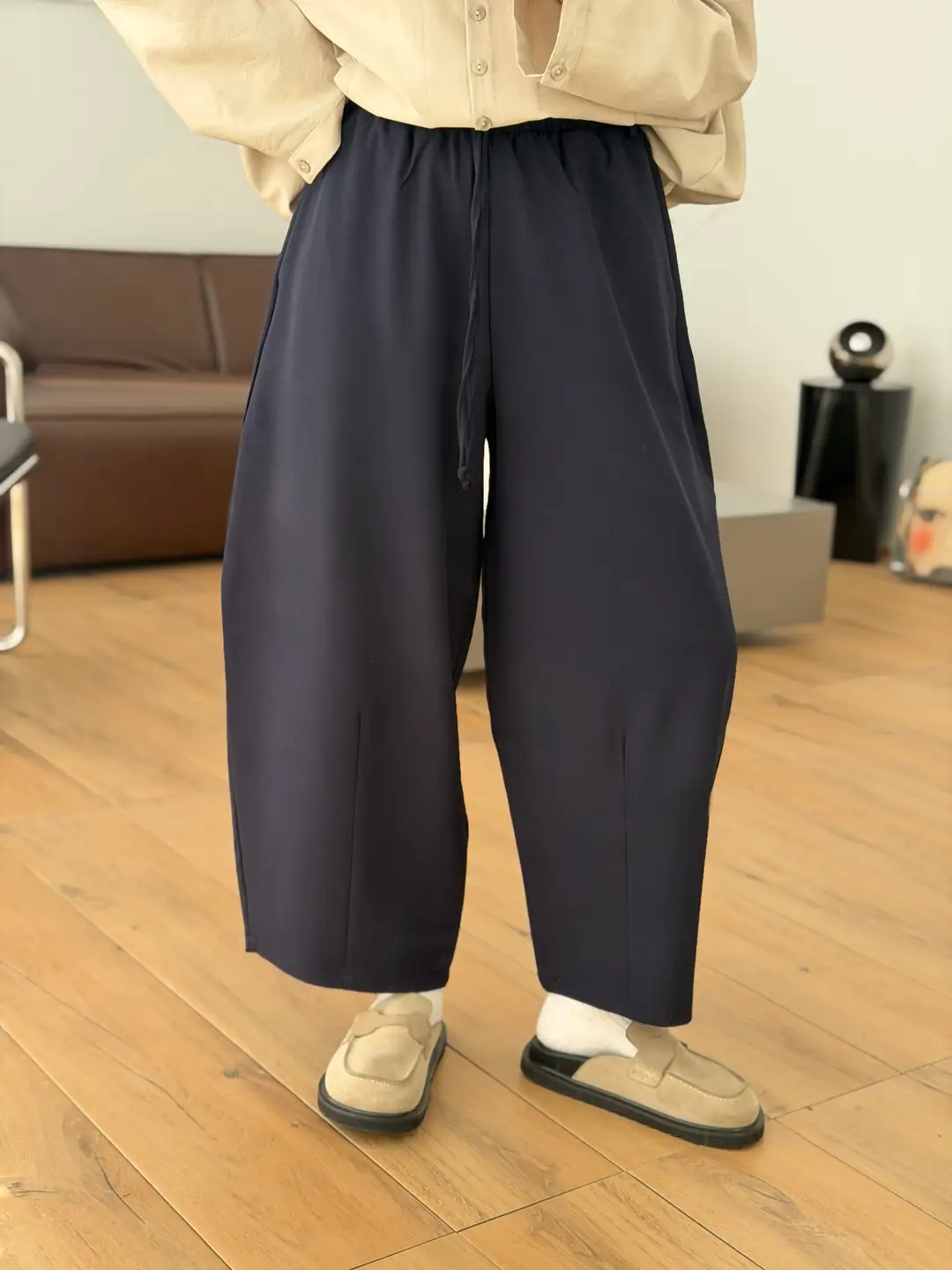 Beli Lastikli Baggy Pantolon Lacivert 