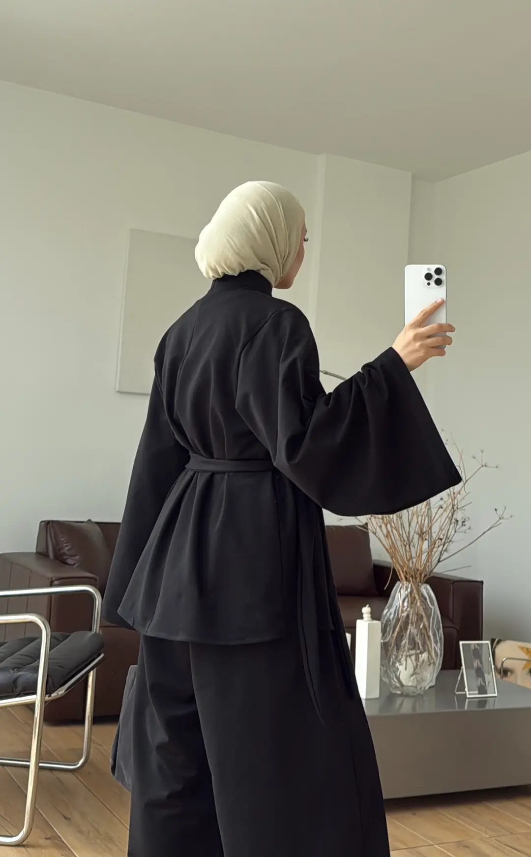 Bel Bağlamalı Penye Takım Siyah