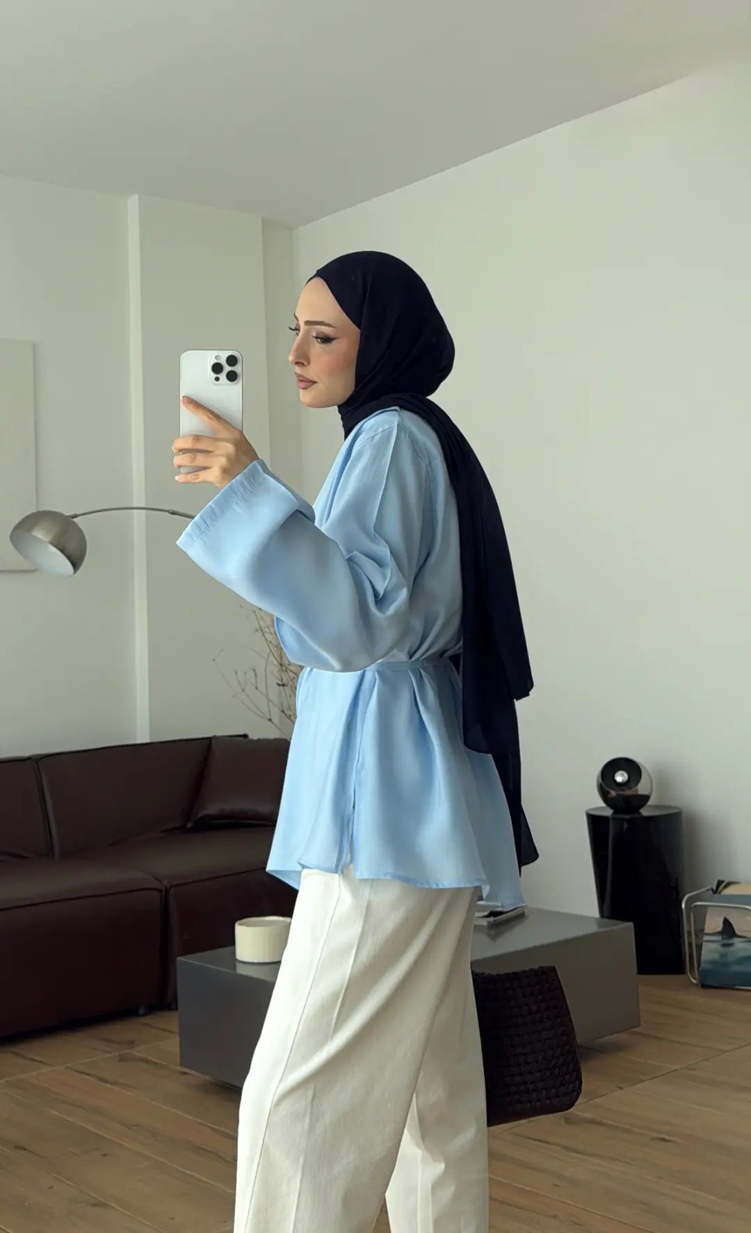 Vatkalı Asimetrik Bluz Mavi