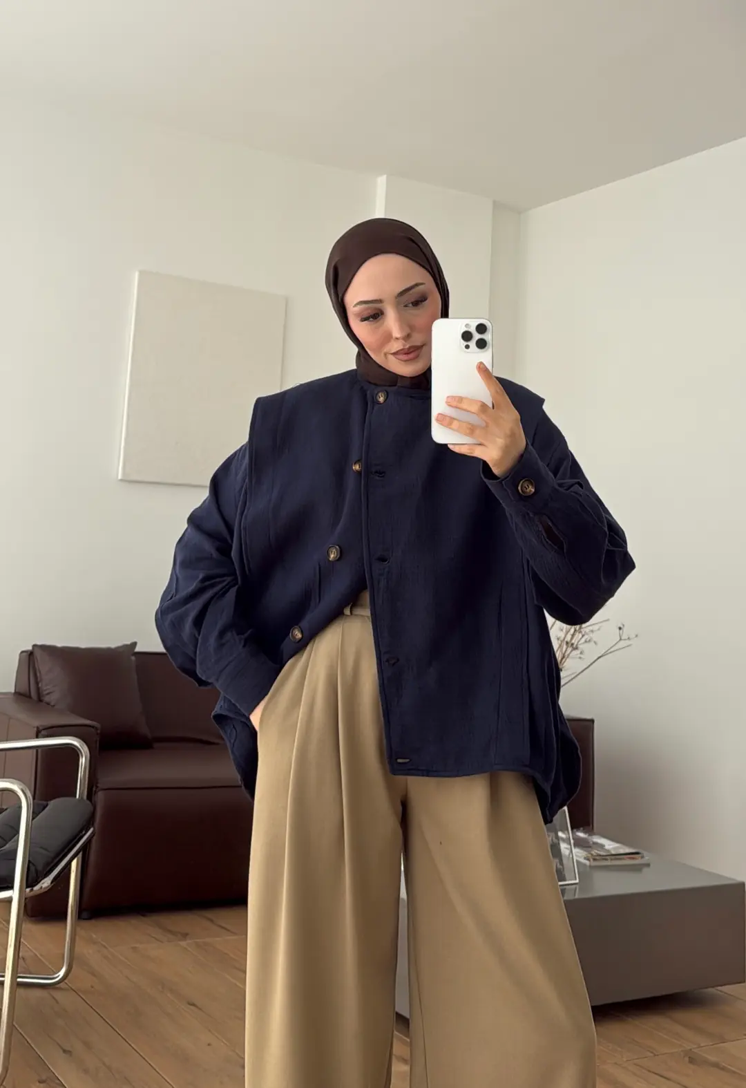 Pile Detay Müslin Gömlek/Ceket Lacivert