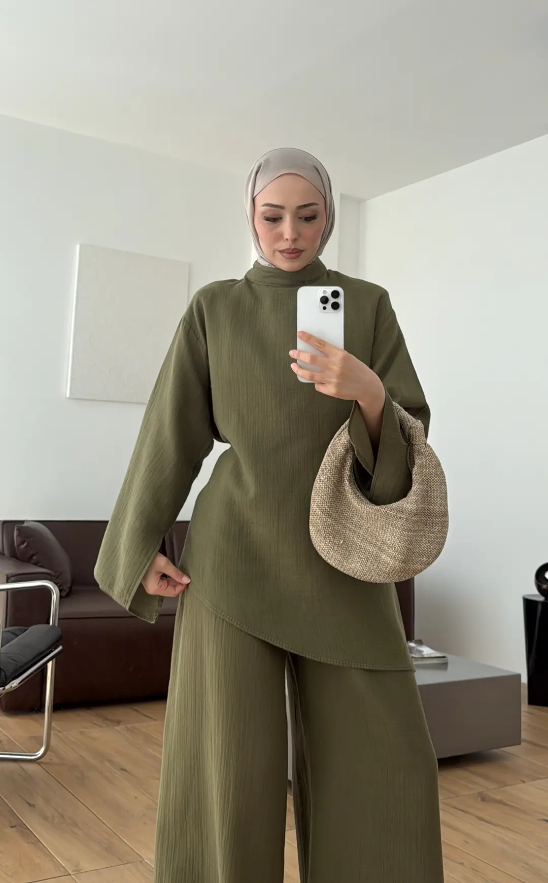 Müslin Asimetri Takım Haki