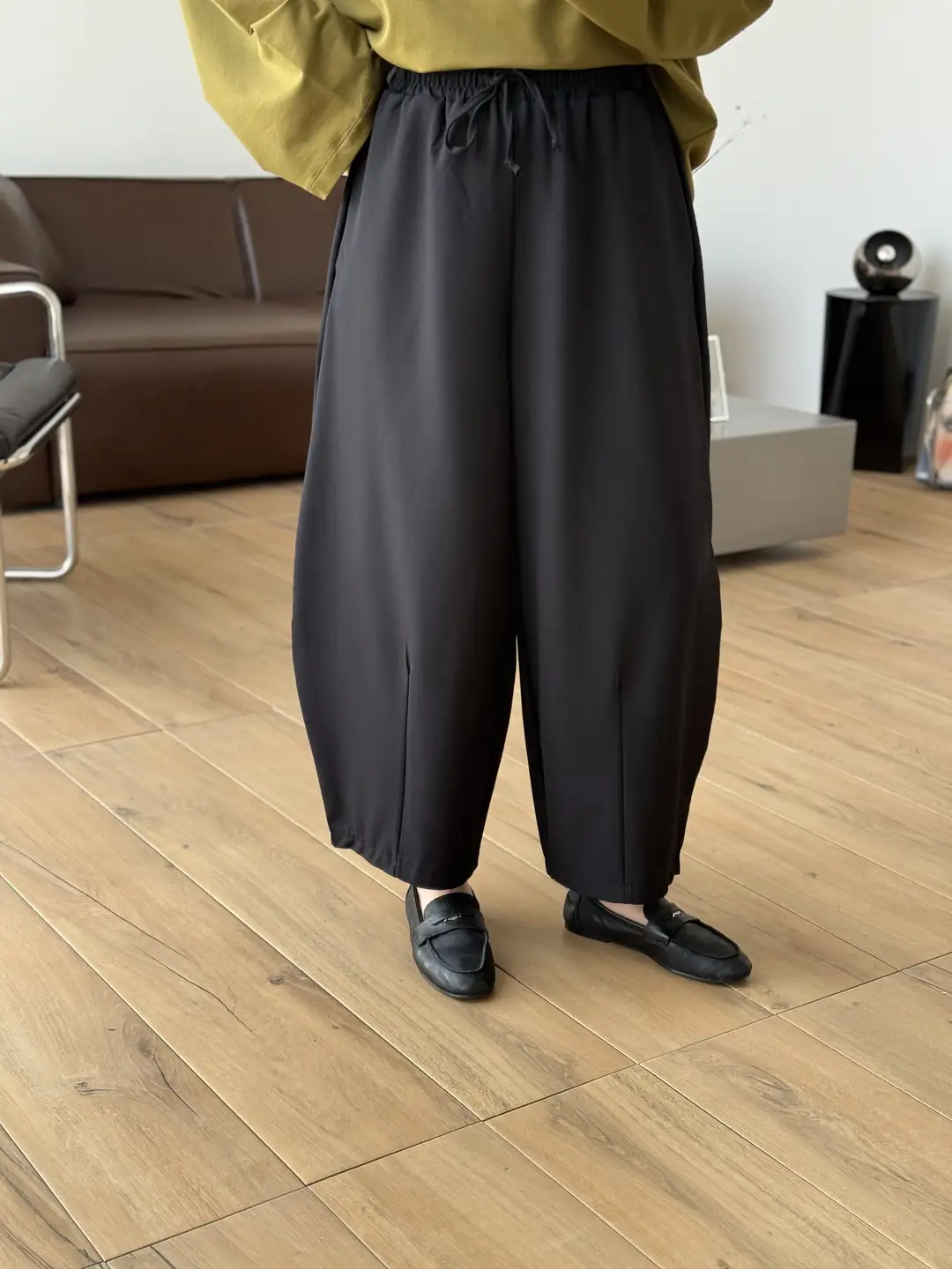 Beli Lastikli Baggy Pantolon Siyah