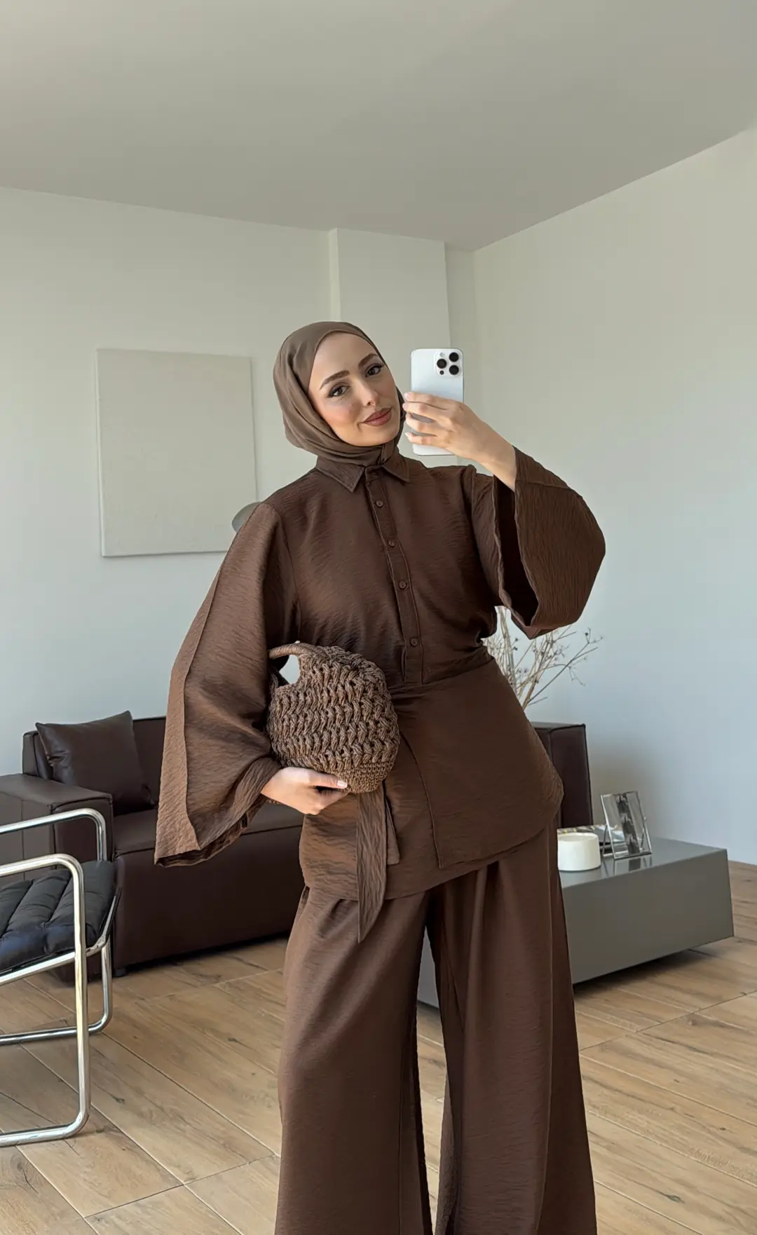 Risa Bel Detay Takım Kahve 