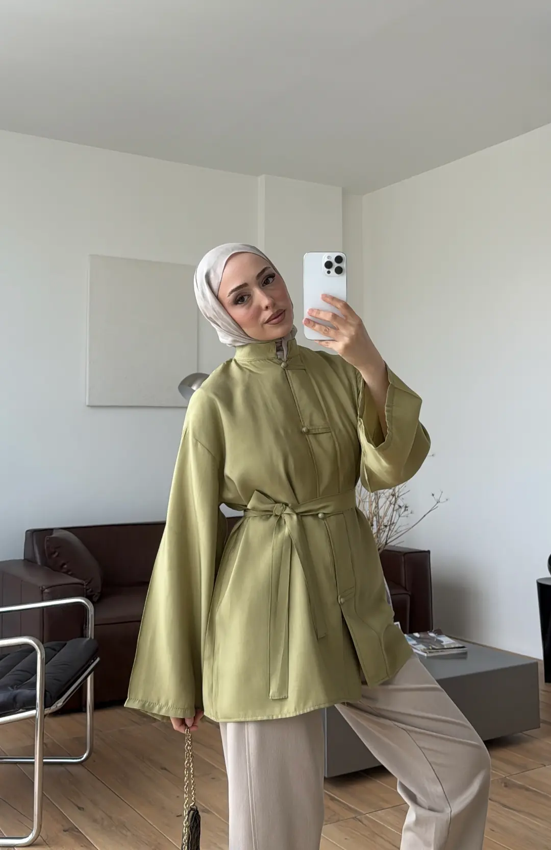 Kuşaklı Tunik Olive