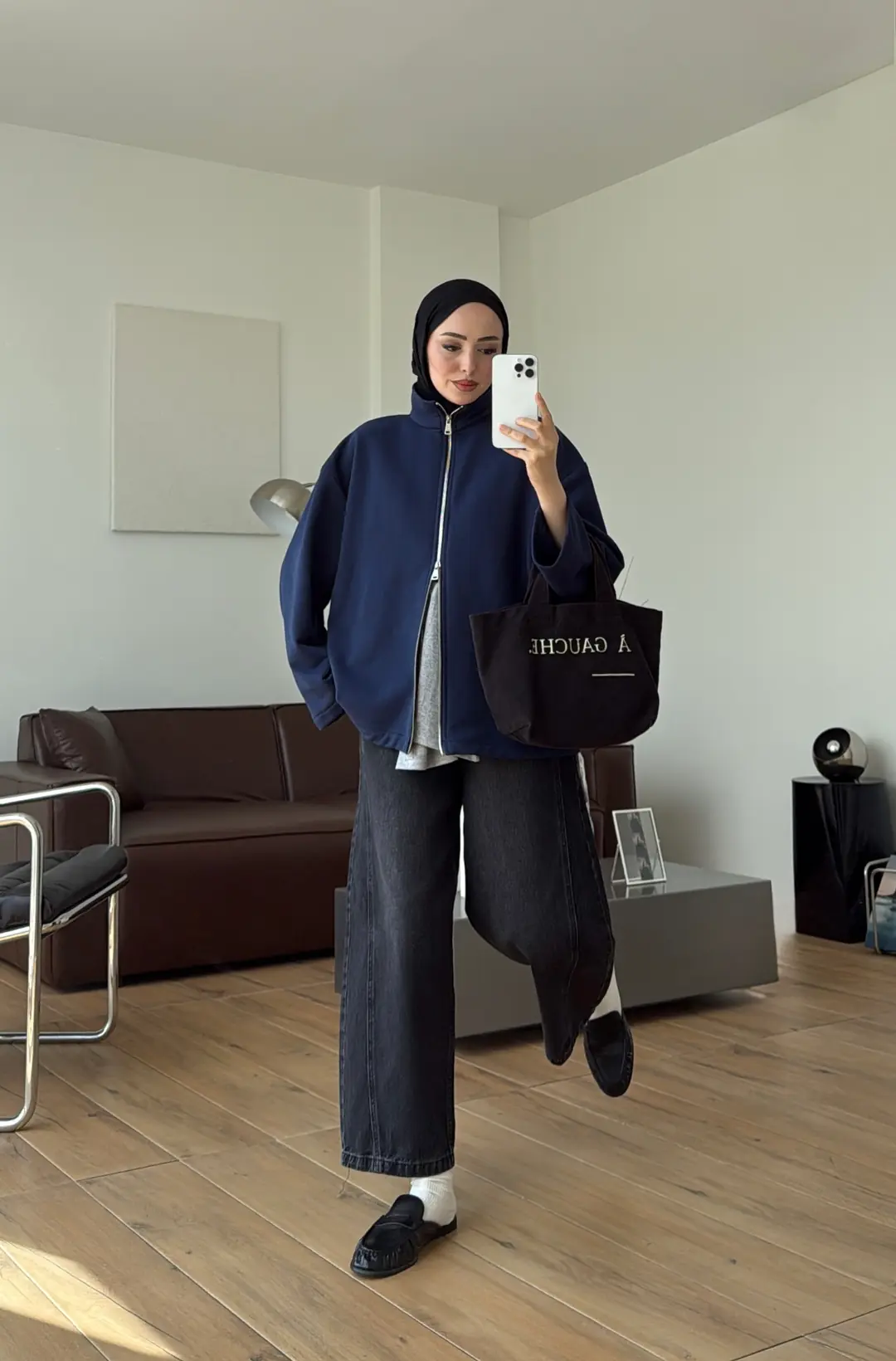 Çift Fermuarlı Sweat Lacivert