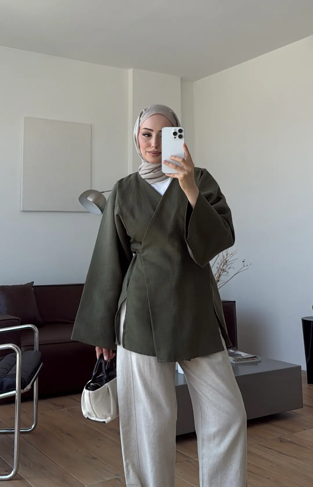Bağlamalı Kimono Haki