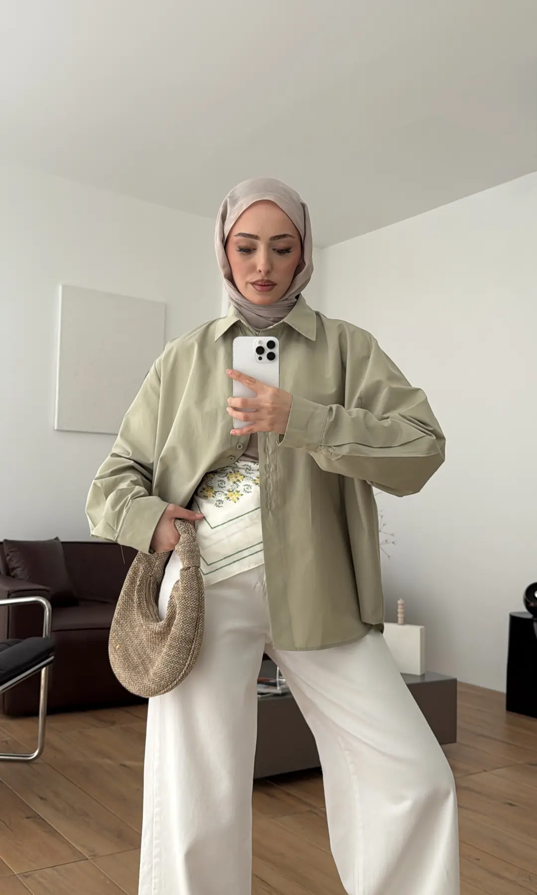 Poplin Sık Düğmeli Gömlek Açık Yeşil