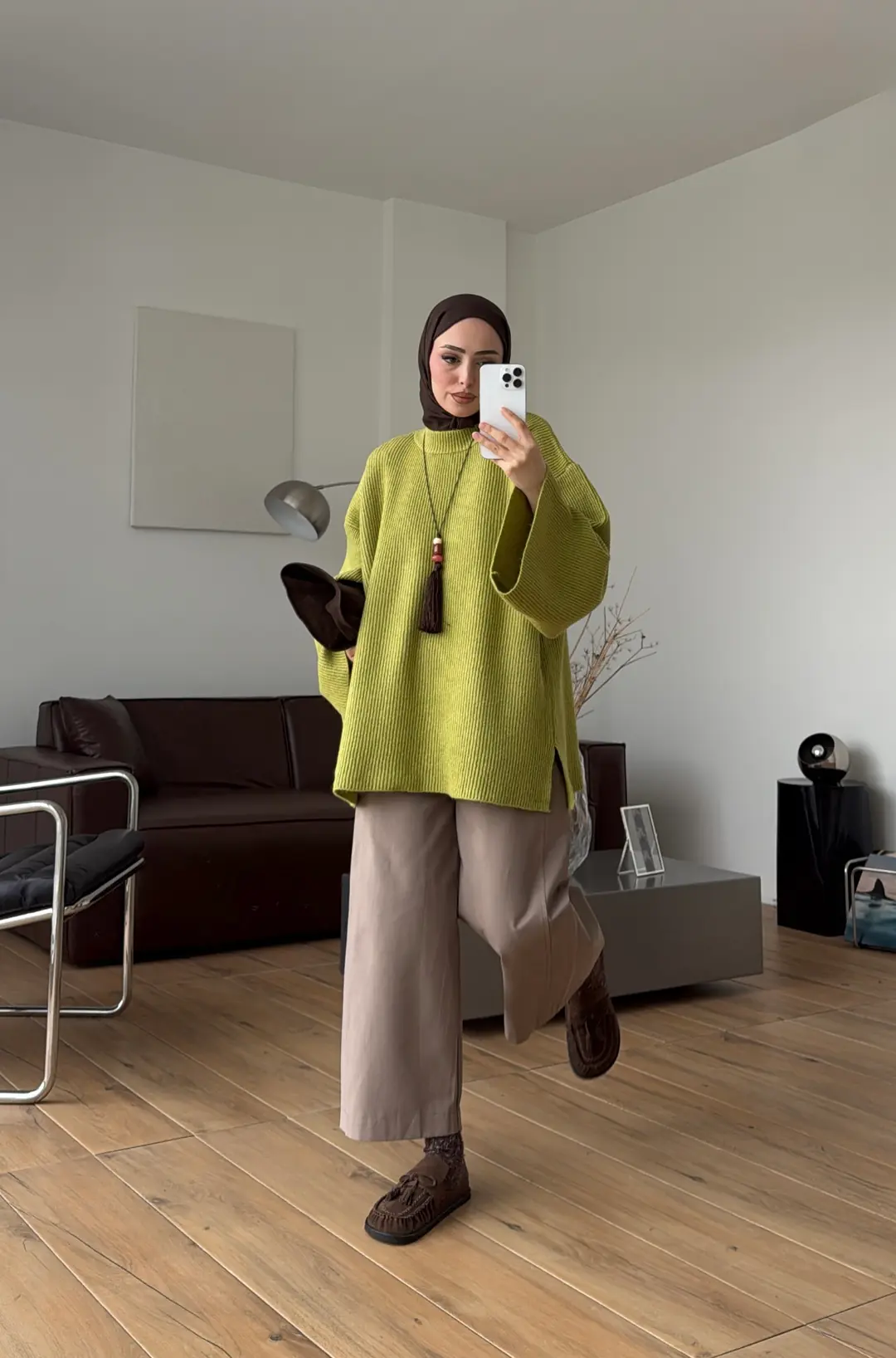 Fitilli Tok Kumaş Triko Kazak Açık Yeşil