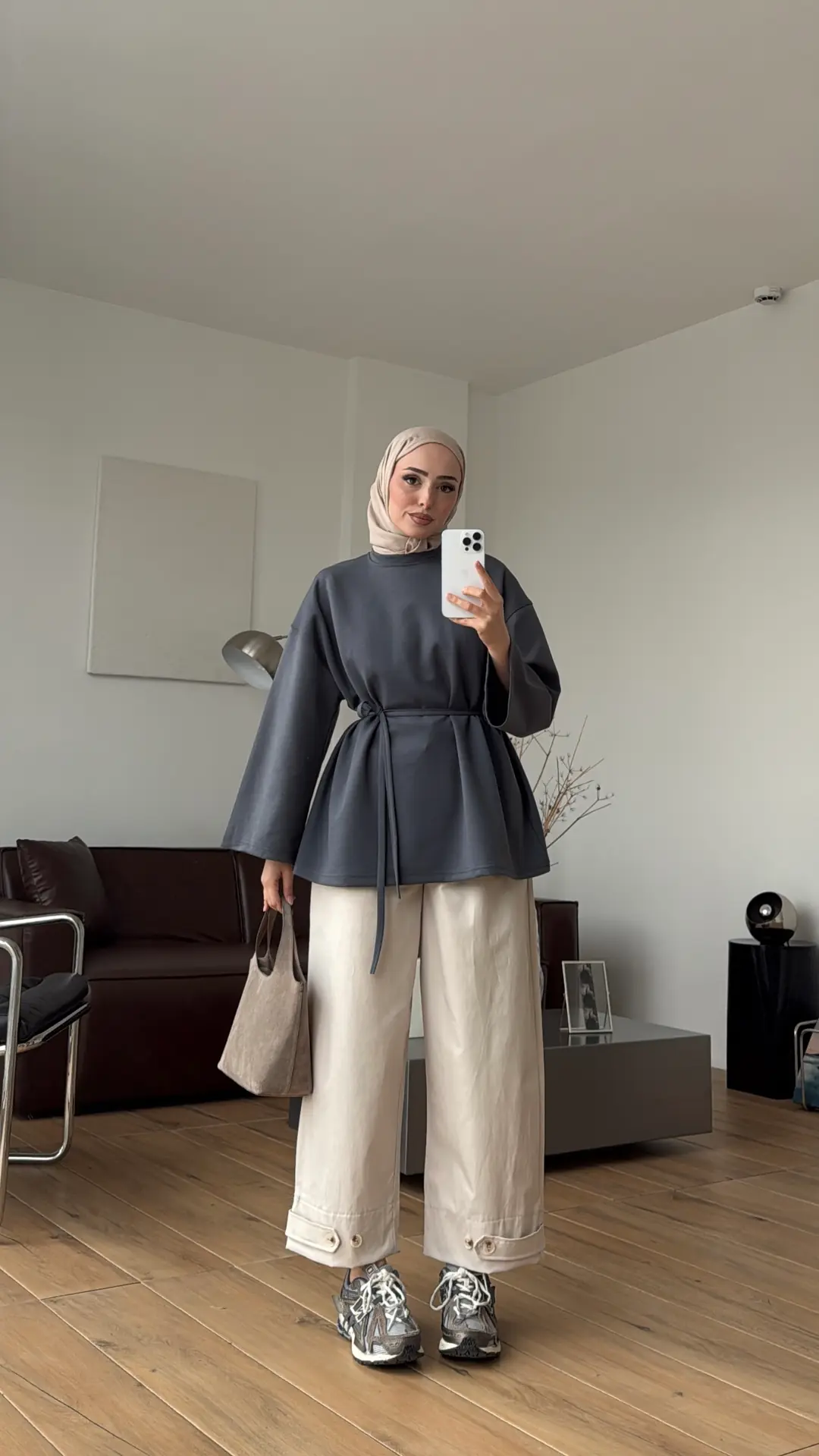Seyyar Bağlamalı Oysho Kumaş Antrasit Tunik